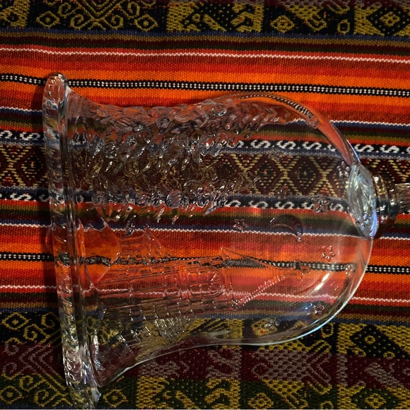 Vintage Christmas 🎄 Scene Bell Shaped Clear Glass Candy Dish - Picture 10 of 16